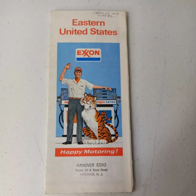 Vintage 1974 Exxon Eastern United States Oil Gas Service Station Road Map