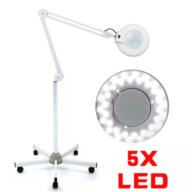Luz de lupa 5X LED lupa de pie luz de anillo LED cosméticos lupa LED 24W