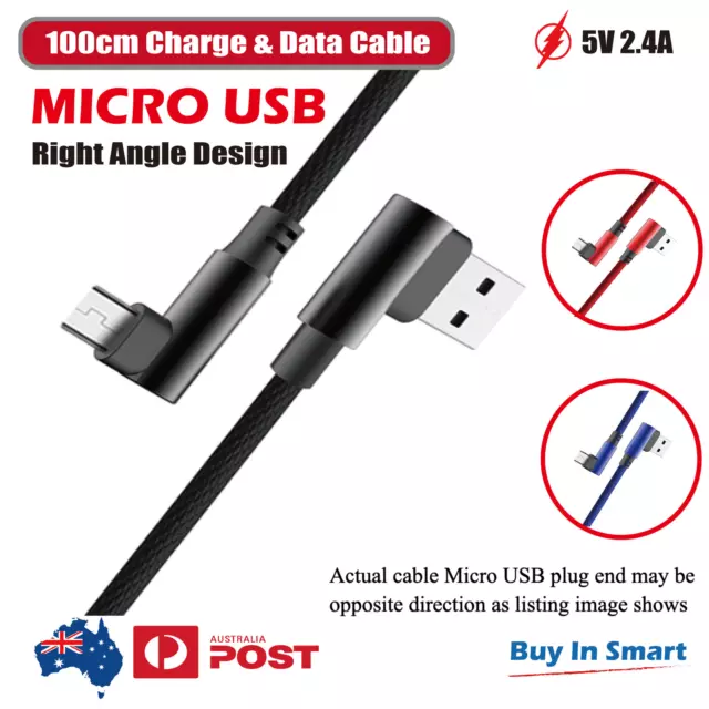 Micro USB 90 Degree Right Angle Data Sync Charging Charger Cable 100cm