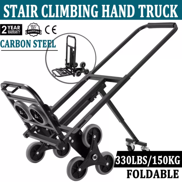 150KG Folding 6 Wheels Stair Step Climber Climbing Sack Truck Trolley Cart Metal