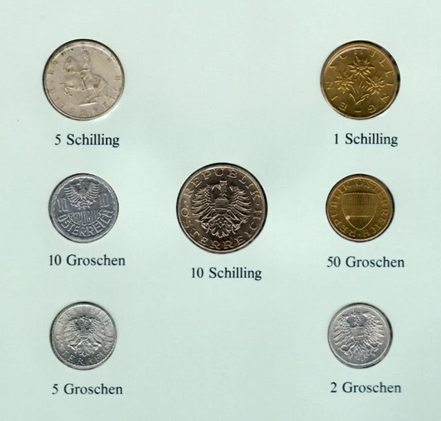 Coin Sets of All Nations Austria 1962-1994 UNC 5 Schilling 1962 Silver 1.9.89 3