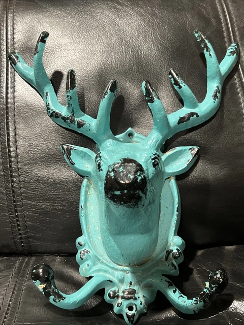 Cast Iron Deer Head Wall Hook Stag Elk Coat Hook Hanger Rack Gift for Hunters