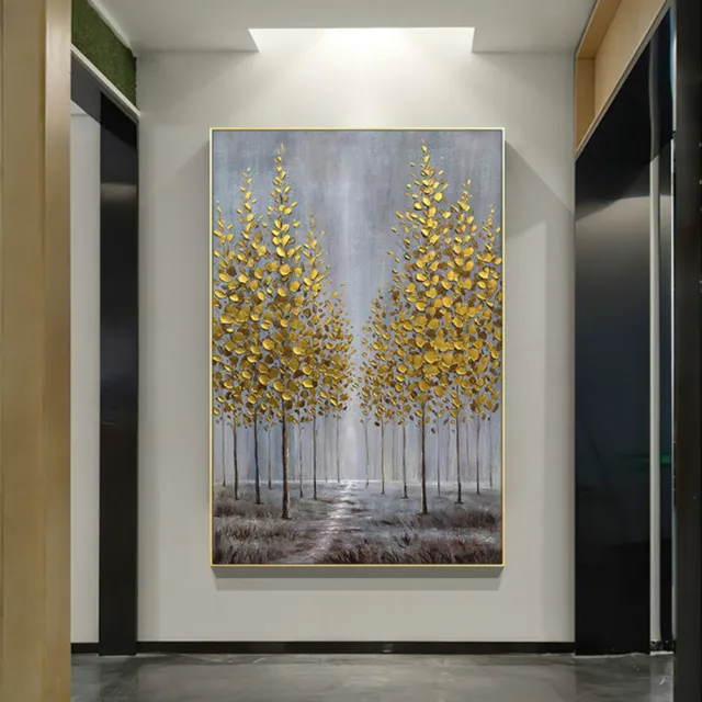 Mintura Handmade Gold Tree Landscape Oil Paintings On Canvas Wall Art Home Decor