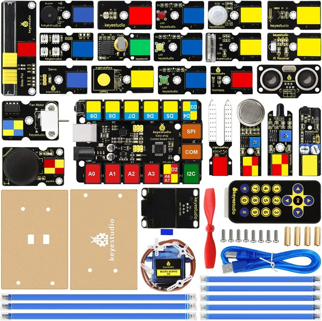 TUDIO Starter Kit V2 for Arduino with RJ11 Connector, Great STEM Education Kit f