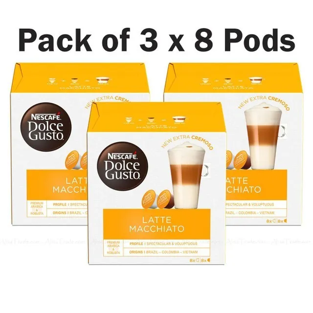 NESCAFE DOLCE GUSTO COFFEE PODS: 3 BOXES of 16 CAPSULES (TOTAL 48 CAPSULES)
