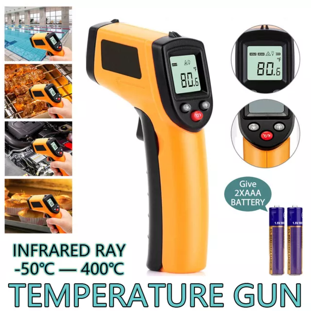 Temperature Gun Digital Laser Infrared Thermometer Non-contact LCD IR Temp Meter