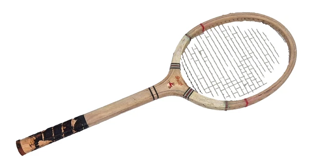 Raquette De Tennis En Bois Pinguin - Vintage - Déco Murale