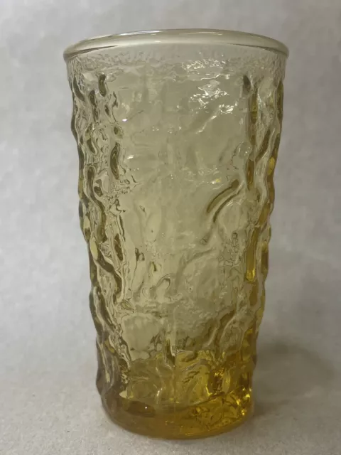 Vtg LIDO Milano Bumpy/Crinkle Juice Glass Honey Gold Amber Anchor Hocking  Set/4 2