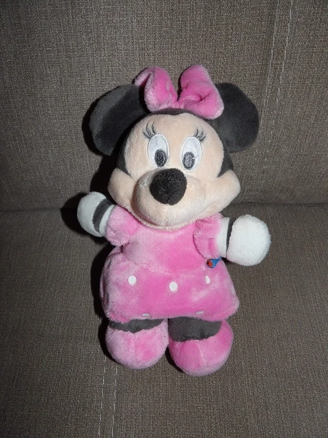 Doudou Peluche Disney Créaprim Minnie Robe Rose Pois Blanc 23 cm