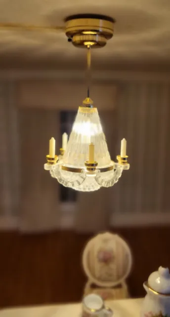 1:12 miniature dollhouse LED chandelier ceiling light