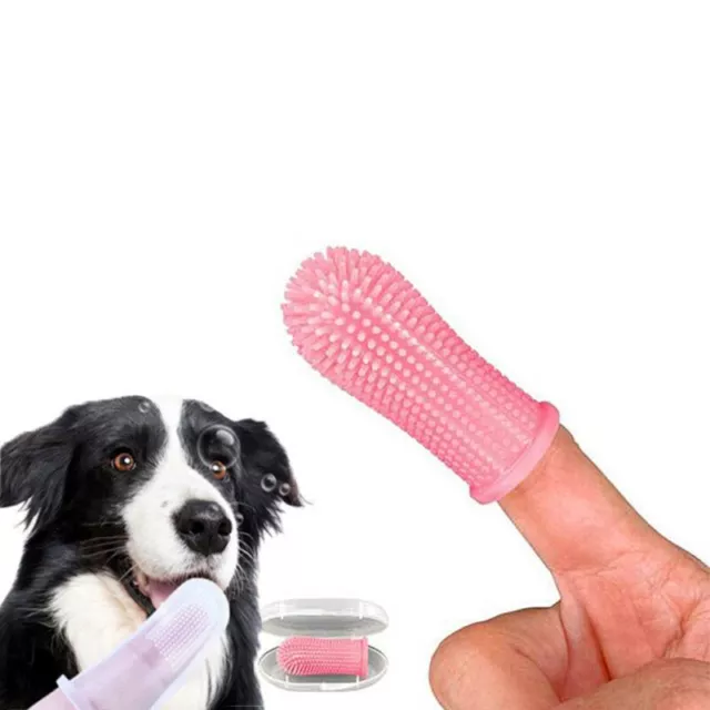 Pet Dog Cat 360º Finger brush Toothbrush Full Surround Silicone Bristles Oral US