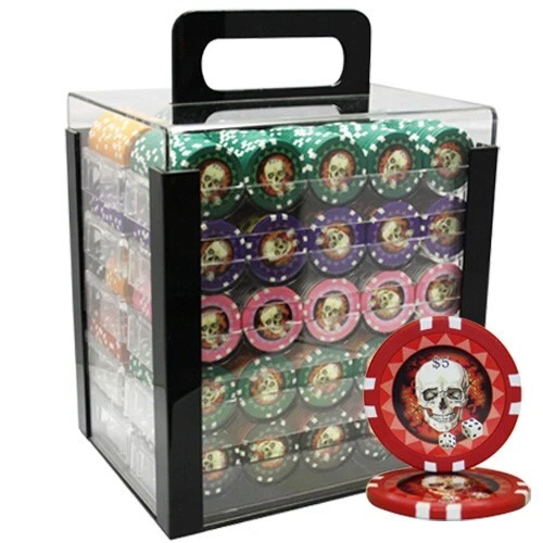 Mrc Poker 1000Pcs 13.5G Skull Poker Chips Set With Acrylic Case & Chips Trays