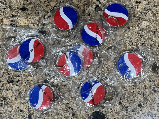 Lot Of 10 Pepsi Cola Collectible Round wave Logo Key Chain Ring Advertising