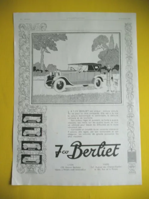 Publicite De Presse Berliet Automobile Unique Economique Et Confortable Ad 1925