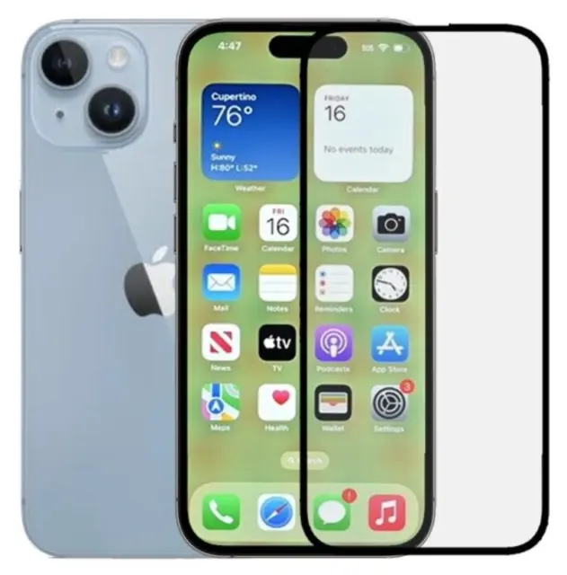 Protector Pantalla Apple iPhone 15 (5G) Cristal Completo Full Glue Negro