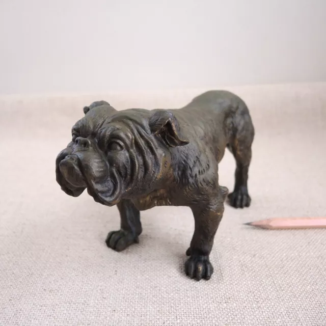 Large Vienna Bronze Bulldog Sculpture Cold-Painted Gilt Dog Austrian Vtg Antique