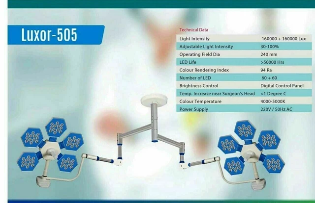 Led surgical twin ceiling OT light LED 60 + 60 Operating Light 160 lacs Lux MDI@