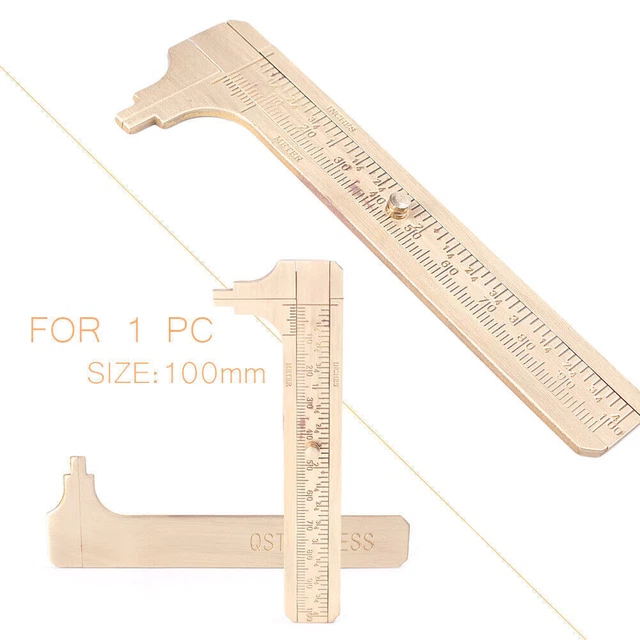 Pocket Caliper 100mm (4 Inch) Brass Vernier Caliper - Sliding Gauge Ruler Tool (Imperial/Metric)