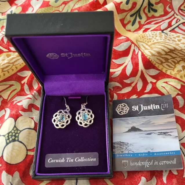 BEAUTIFUL BOXED ST Justin Cornish Tin celtic knot Earrings 16.00 PicClick UK