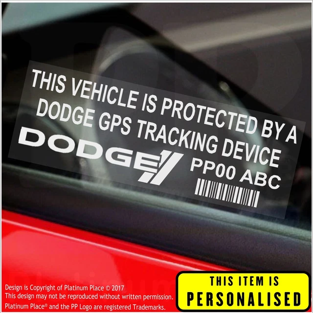 4 X DODGE PERSONALISED GPS Tracking DeviceSecurity StickersAlarm