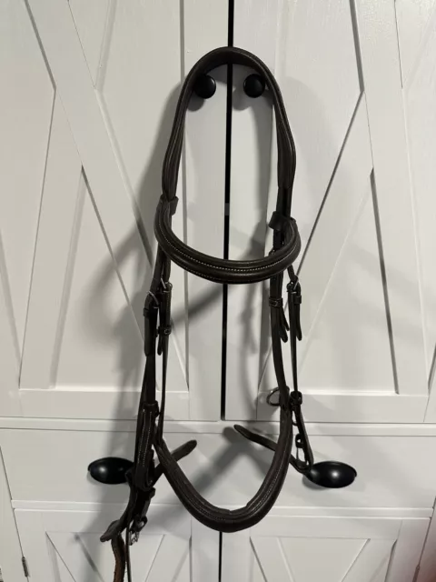 Wellfleet Brown Cob Monocrown Bridle, Laced Leather Reins, Show Condition