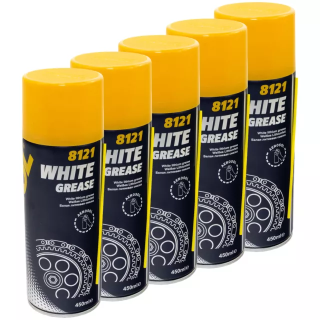 Kettenspray Ketten Spray MANNOL 5x 450 ml weißes Fett Sprühfett Schmierfett