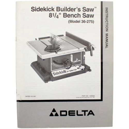 Sierra de banco DELTA sierra de mesa SIDEKICK constructor modelo 36-275 manual de instrucciones