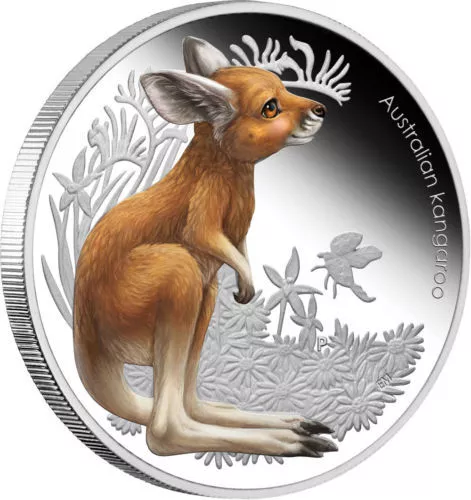 Bush Babies - Kangaroo - Pp - Koloriert - 999 Silber- Silbermünze - Silberbarren