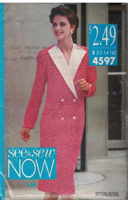 4597 Vintage Butterick SEWING Pattern Misses Loose Fitting Straight Dress UNCUT