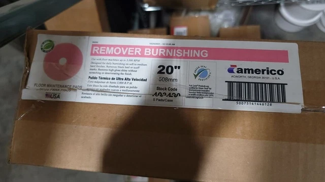 Americo Buffing Pads, 20" Diameter, Red, 5/carton LOT OF 20 PADS