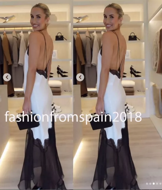 Zara New Woman Halter Dress With Matching Lace Asymmetric White Black 1067/812