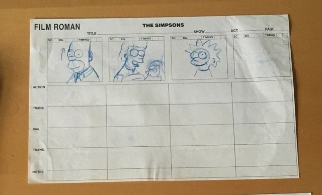 THE SIMPSONS , Concept Layout Pencil Drawing Film Roman £78.32 ...