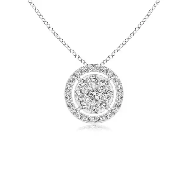 ANGARA Round Diamond Halo Pendant Necklace in 14K Gold (IJI1I2, 0.25 Ctw)