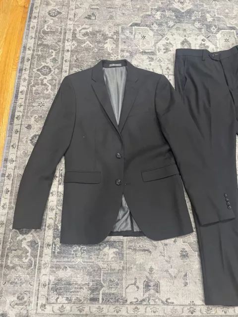 Primark Mens Blazer & Pant Suit Jacket Black Sz 38R Regular Fit Single Breasted