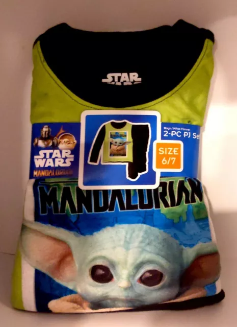 New Boys Star Wars Mandalorian Flannel Pajamas 2 piece Sleep wear Set Size 6/7