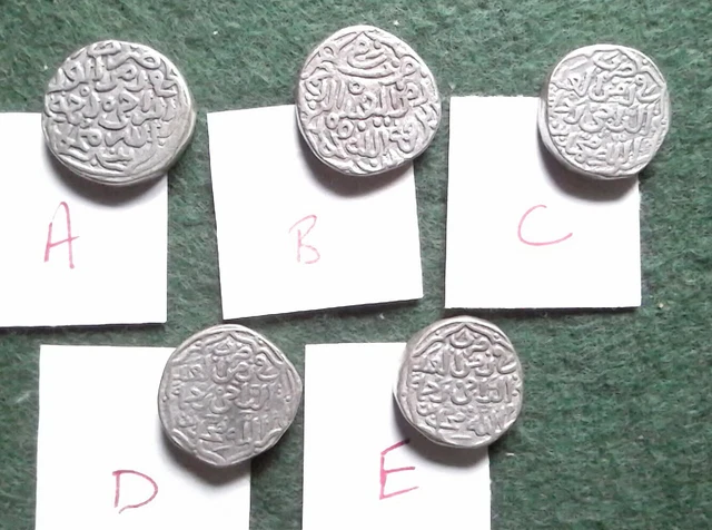 MEDIEVAL INDIA, DELHI SULTANS, Muhammad III, 1325-51 AD, silver tankas, 5 dates