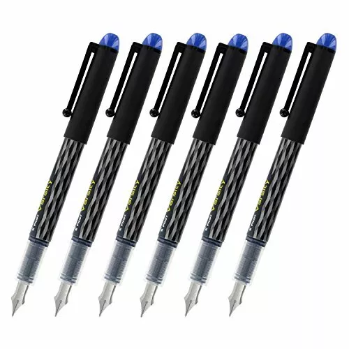 Pilot Varsity Disposable Medium Point Fountain Pens, Blue Ink Pack of 6 NEW