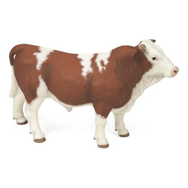PAPO Farmyard Friends Simmental Bull Toy Figure, Brown/White (51142)