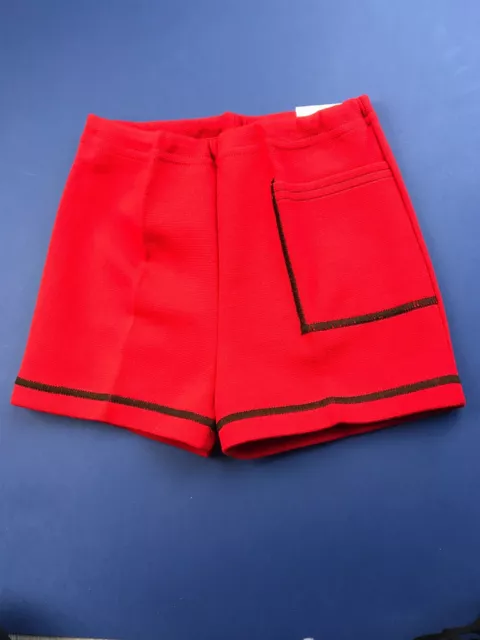 Pantaloncini vintage anni '70 rossi neri vita alta bambini età 5 stile marinaio