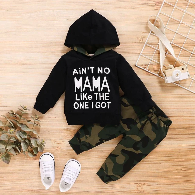 2PCS Newborn Baby Boy Camo Outfits Hooded Sweatshirt Pants Tracksuit Clothes Set