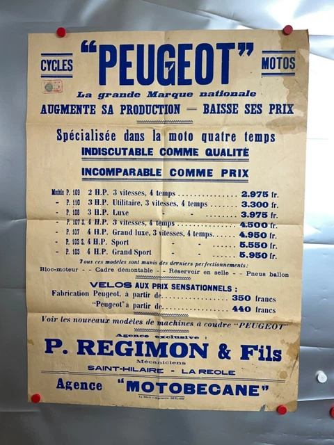 Affiche Publicitaire Ancienne Originale Cycles J. MOYNE – Pignons Et Roues – 1930