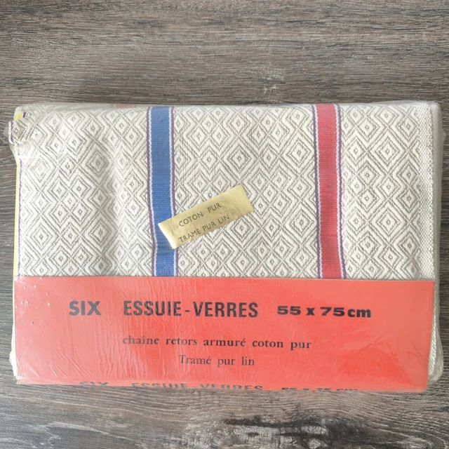 PROVENCE LOT de 6 Torchons nid d'abeille différents couleu. Neuf jamais servi EUR 27,00 - FR