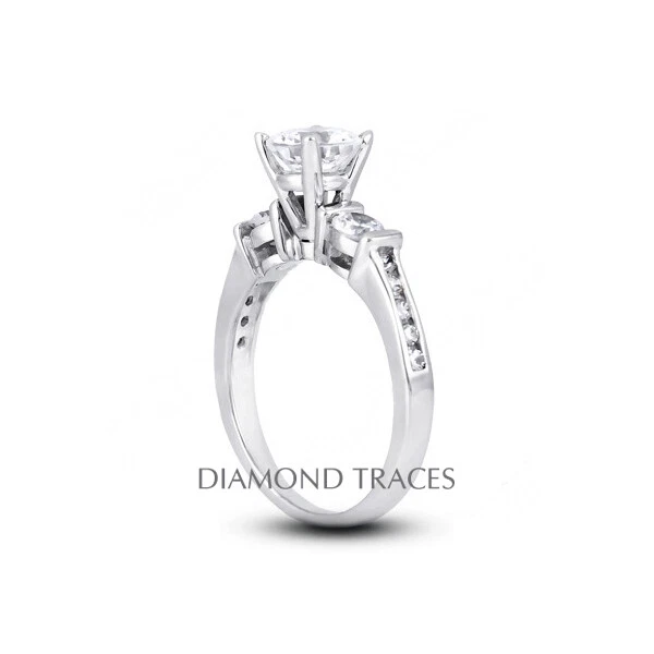 4ct E SI1 Round Cut Natural Certified Diamonds 14k Gold Classic Three Stone Ring