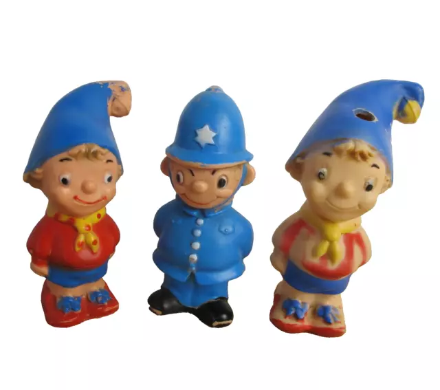3 Vintage Noddy and PC Plod vinyl figures. 5 inches tall made in England Combex