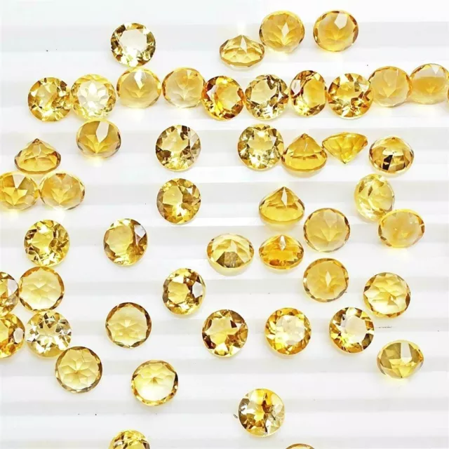 Vente en Lot 4mm Rond Facette Naturel Citrine Desseré Calibré Gemme Brésil