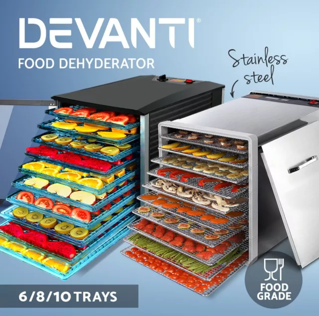 Devanti Food Dehydrators Commercial Fruit Dehydrator Jerky Maker Stainless Steel