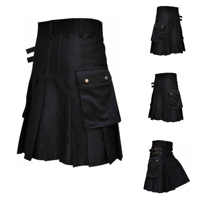 Gonna universale poliestere retrò tartan scozzese tradizionale multiuso nera