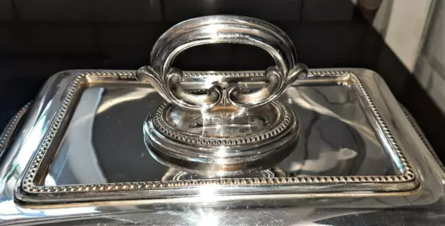 Fine Elkington & Co Antique Silver Plated Rectangular Entree Dish C 1850 2