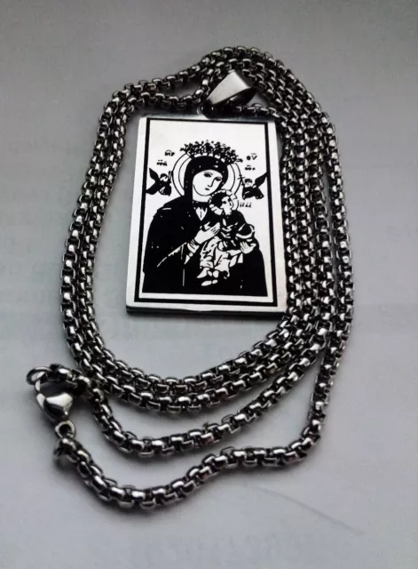 New PERPETUAL HELP MEDAL CHAIN Virgin of Passion Icon Orthodox Eastern Catholic