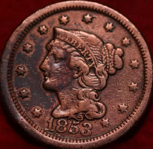 1853 Philadelphia Mint Copper Braided Hair Large Cent